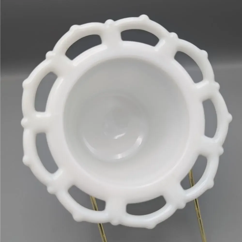 Westmoreland Paneled Grape Milk Glass Lidded Jar Candy Dish Lace Edge